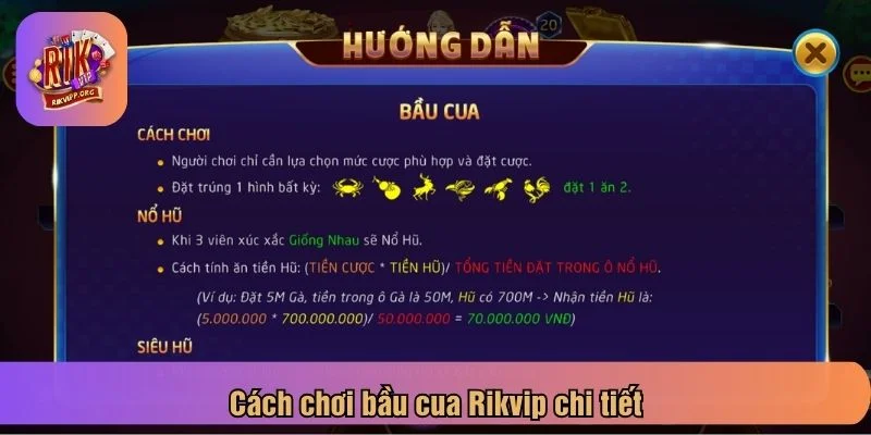 Cách chơi bầu cua Rikvip khá đơn giản