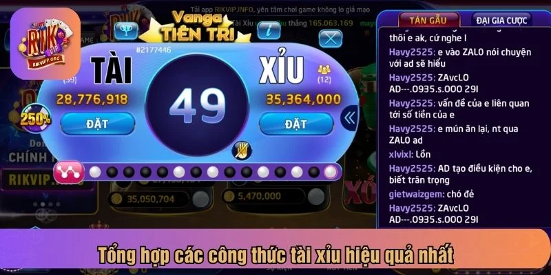 Có nhiều công thức tài xỉu được cao thủ chia sẻ