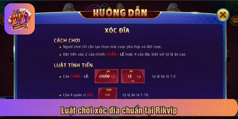 Luật chơi xóc đĩa tại Rikvip được quy định rõ ràng